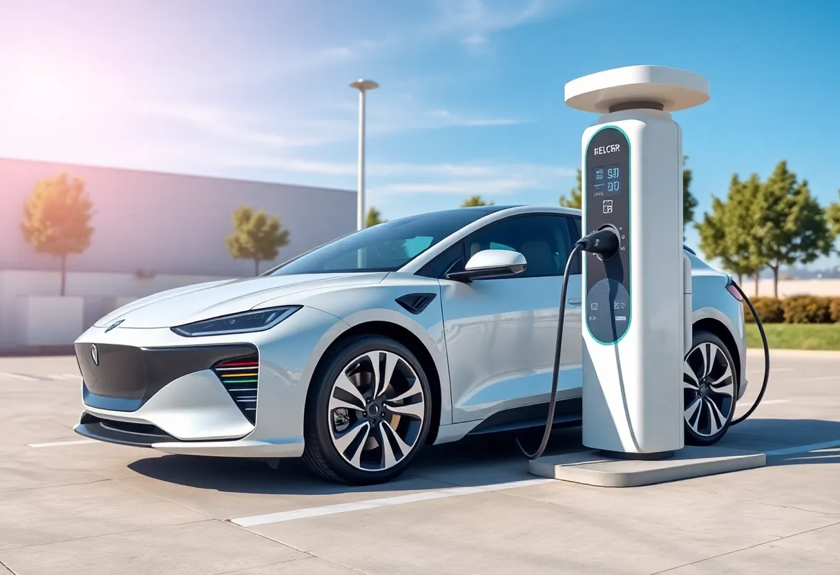 Electric vehicle charging station featuring an advanced BYD vehicle