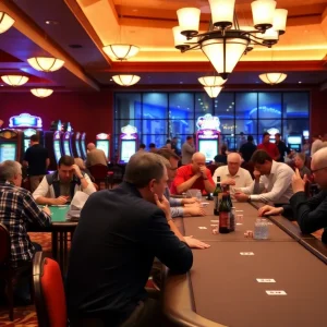 Gambing scene at a California casino highlighting community engagement
