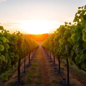 Vineyard in California during sunset