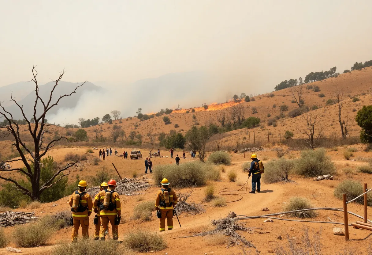 Emergency responders managing a wildfire in California.