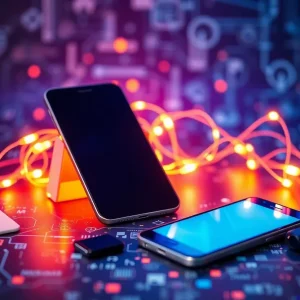 Conceptual image representing communication strategy with smartphones