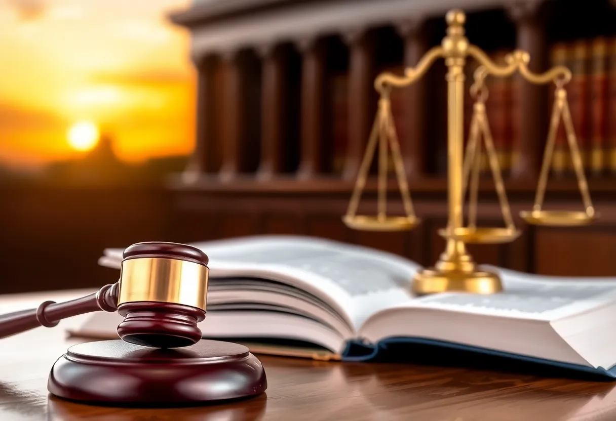 Symbolic representation of justice in a courtroom