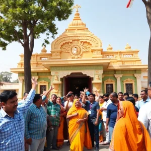 Community gathering at Hindu temple following vandalism incident