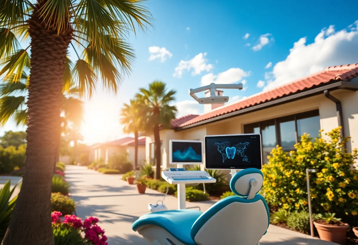 Laguna Hills with sunny weather and dental technology themes