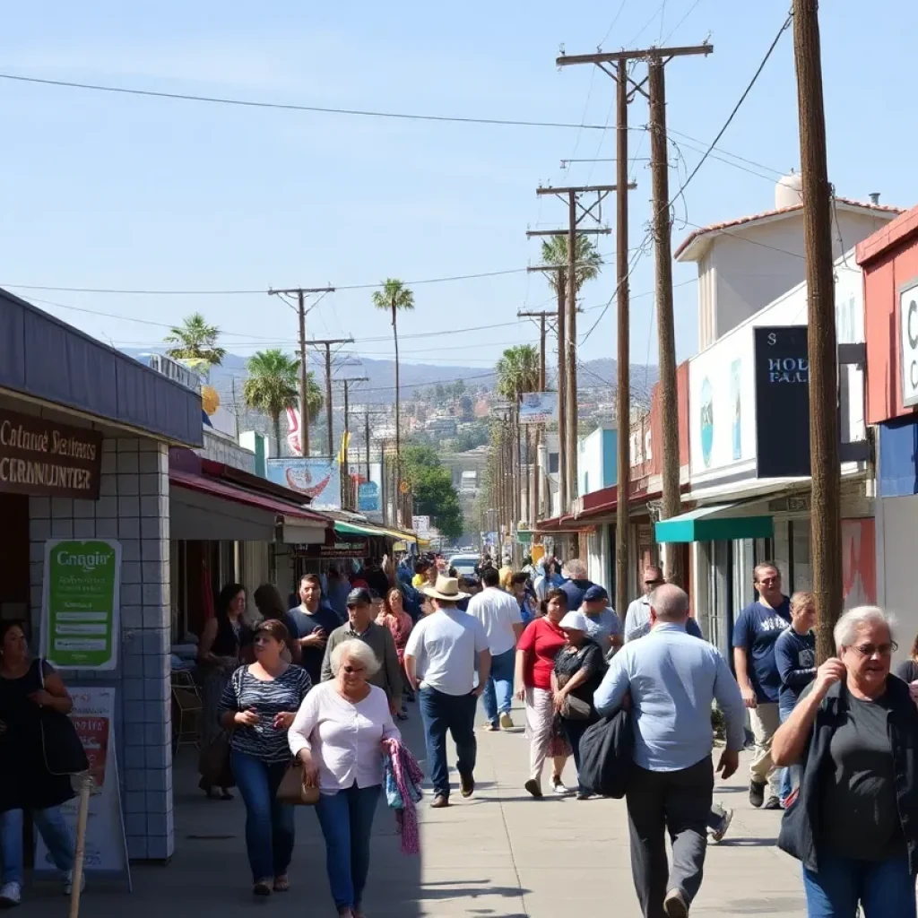 Community scene in Orange County highlighting local businesses