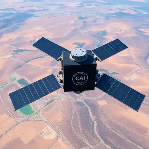 Satellite in the sky monitoring methane emissions over California