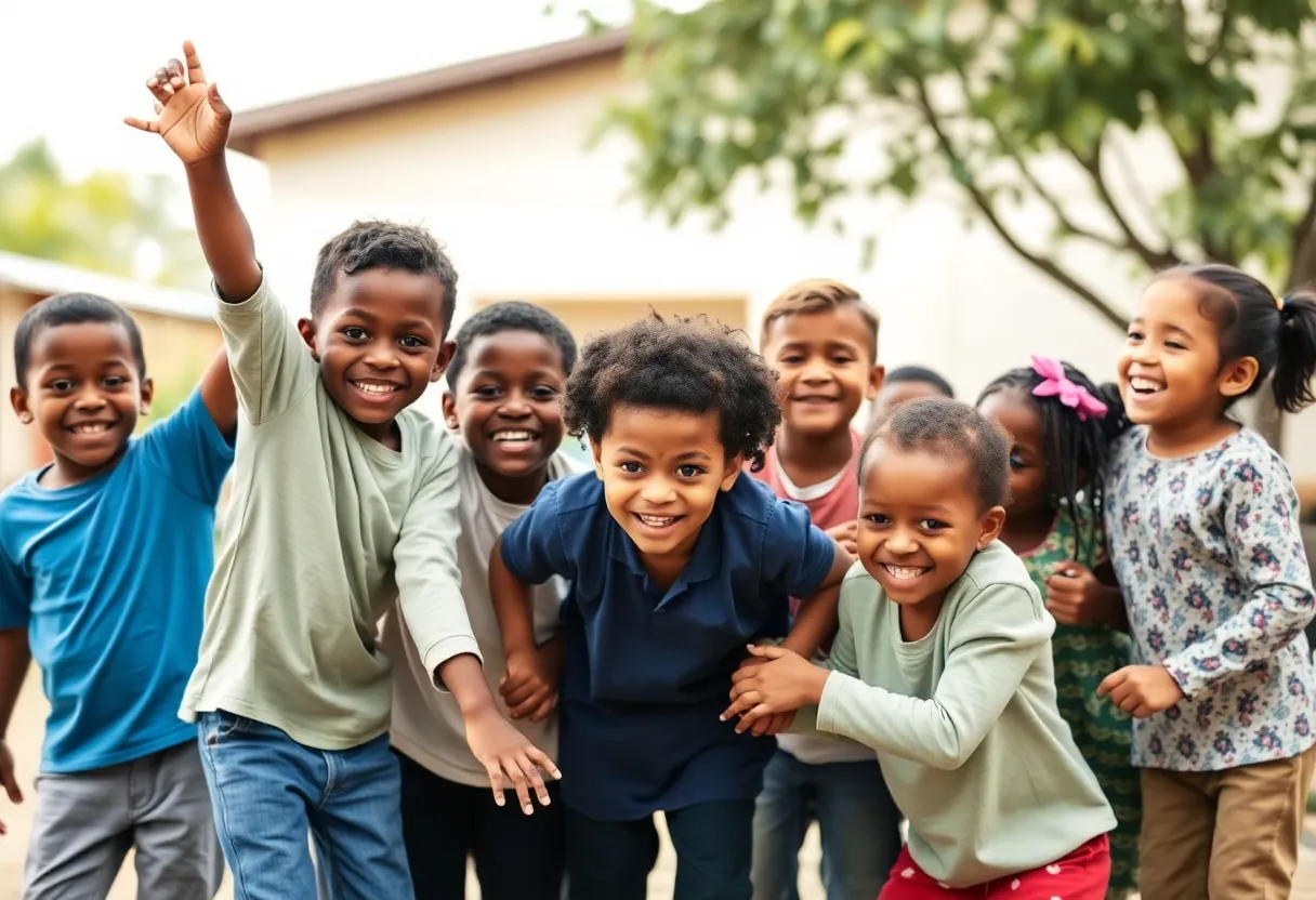 Children playing in a supportive environment
