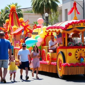 Families enjoying the Swallows Day Parade in San Juan Capistrano