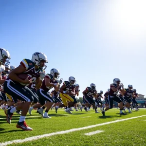 High school football teams competing during a match in Southern California.