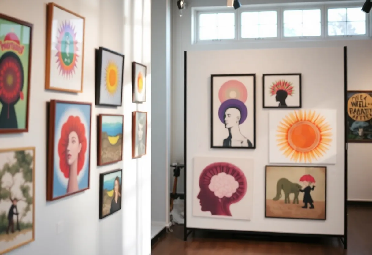 Artworks displayed at the Art of Well-being exhibit in Mission Viejo