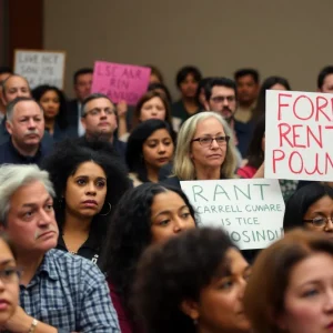 Crowd at California legislative hearing on rent control bill