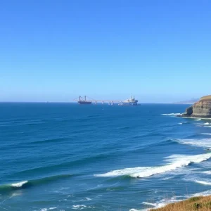 California coastline with offshore pipeline