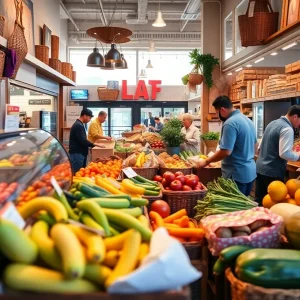 A bustling bakery in California showcasing fresh baked goods.