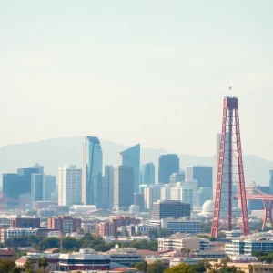 A vibrant skyline representing California's economic growth