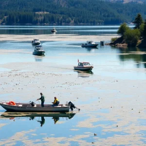 Inspection at California lake for invasive golden mussels