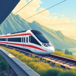 High-speed train in California landscape