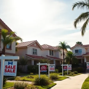 A sunny California neighborhood with houses for sale