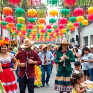 Families and dancers celebrating Cinco de Mayo