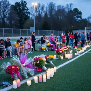 Community members gather in memory of a lost youth soccer player.