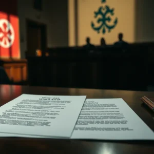 Courtroom symbolism related to organized crime