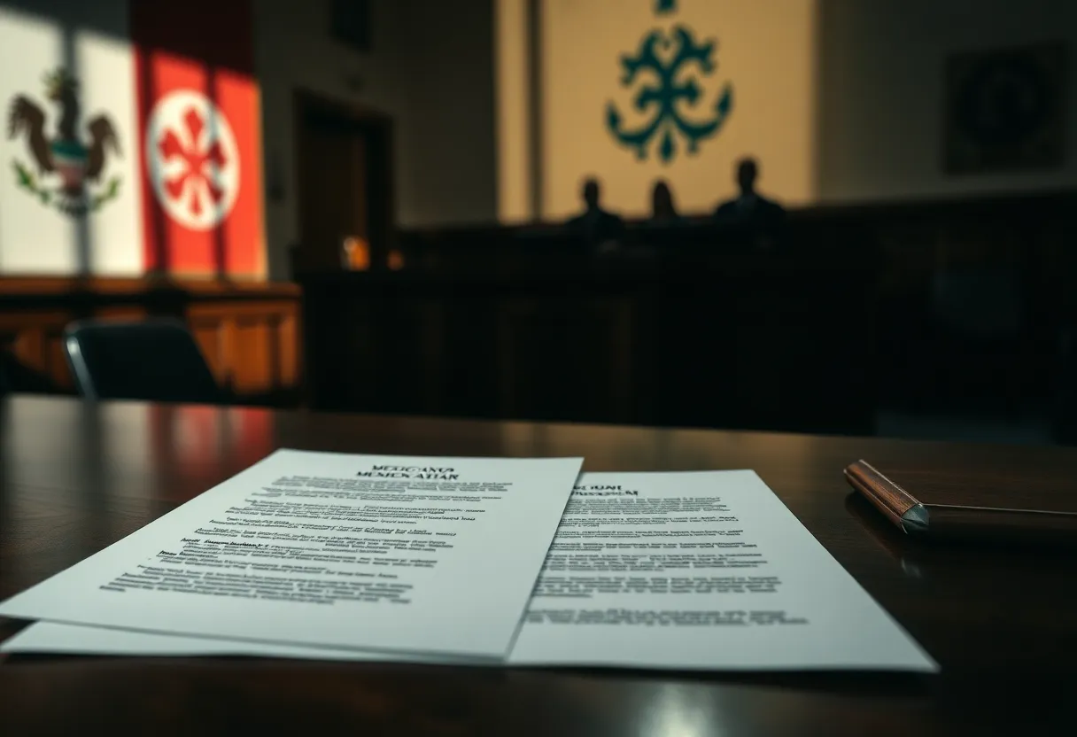 Courtroom symbolism related to organized crime