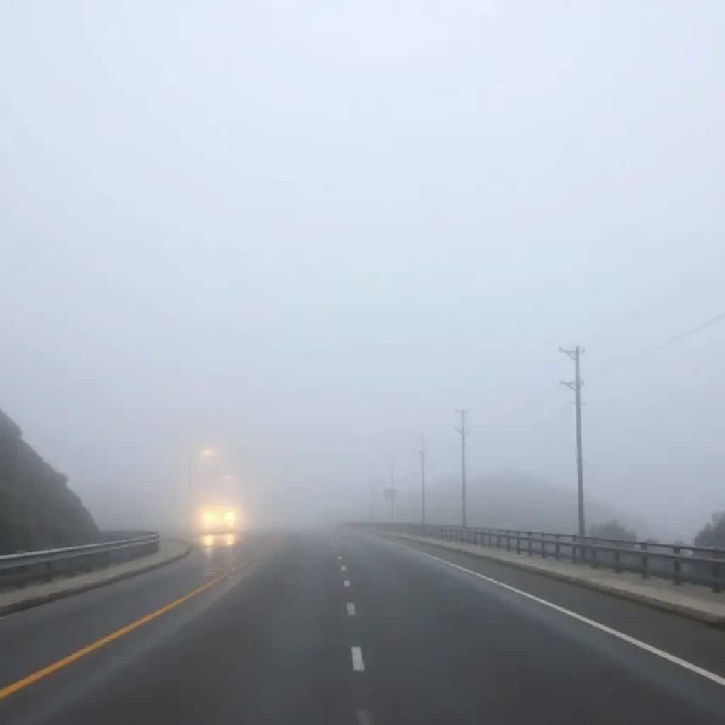 Fog covering a coastal road in Orange County