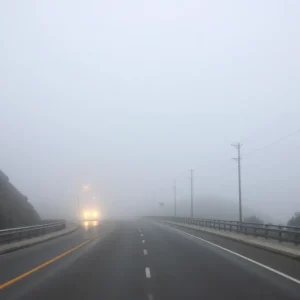 Fog covering a coastal road in Orange County