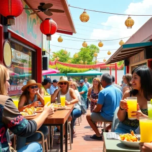 Interior view of Fuzzy's Taco Shop with customers enjoying their meals