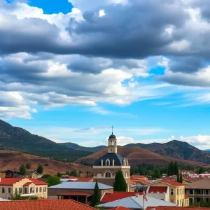 Scenic view of Julian, CA with hills and clouds