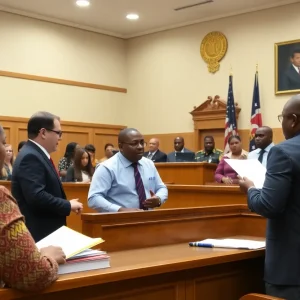 Courtroom discussing justice system