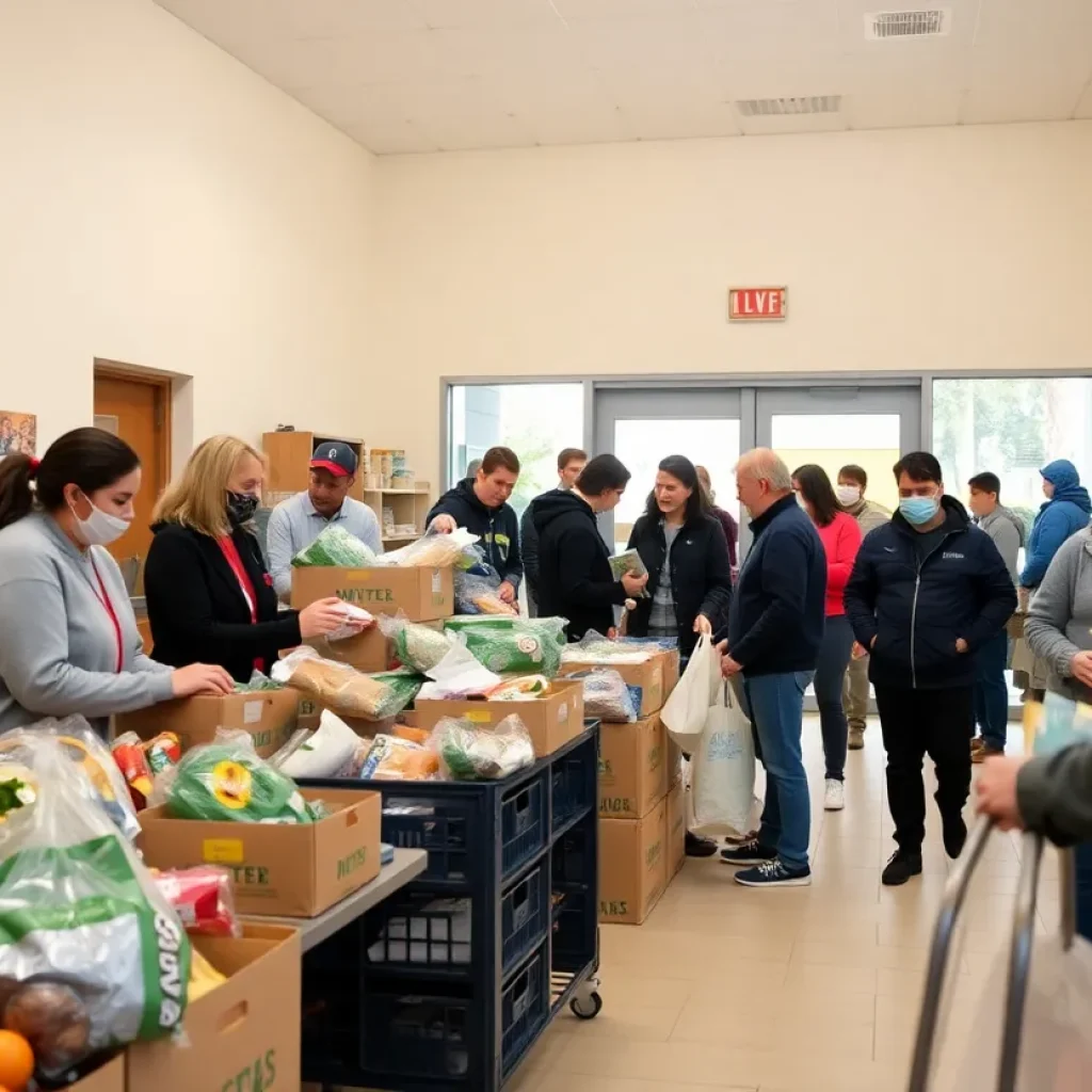 Community members receiving food support at Mission Viejo center