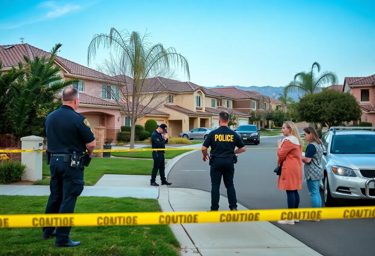 Community members gather outside an apartment complex following a shooting incident in Mission Viejo.