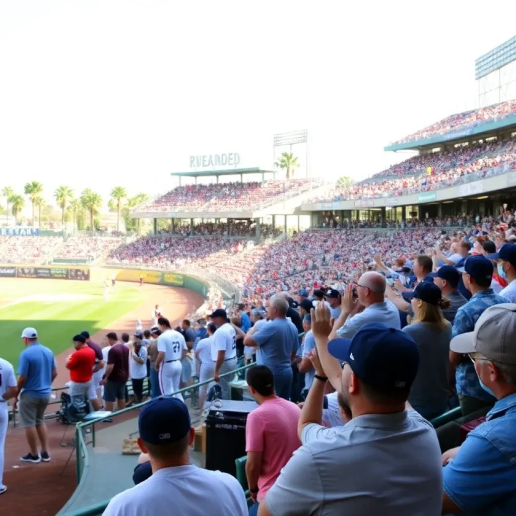 Players engaging in a baseball game under the sun in Orange County.