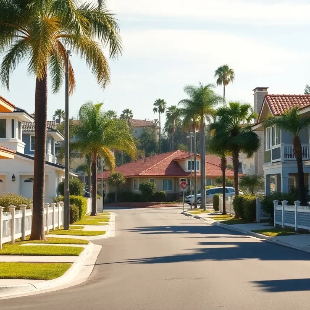 Housing complex in Orange County skyline