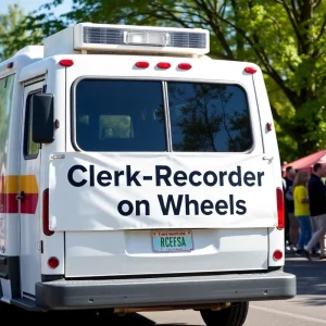 Clerk-Recorder mobile service van at a community event