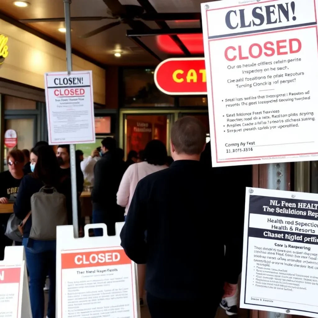 Closed sign on a restaurant in Orange County