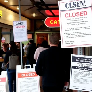 Closed sign on a restaurant in Orange County