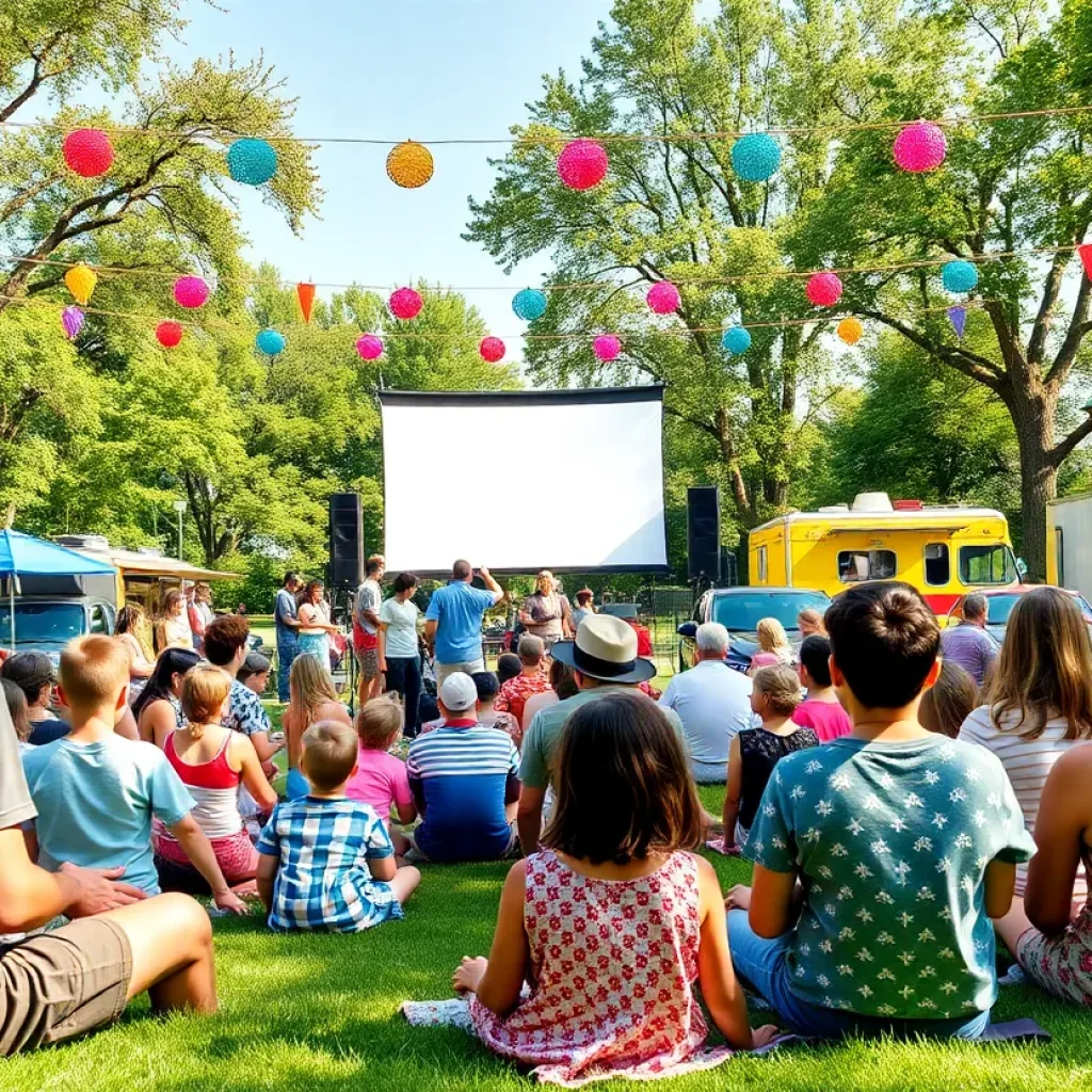 Families at a summer concert and movie screening in Orange County park