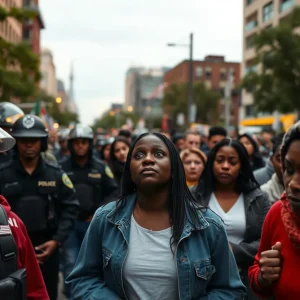 Scene representing the community mourning the loss of a police commander in Tijuana.