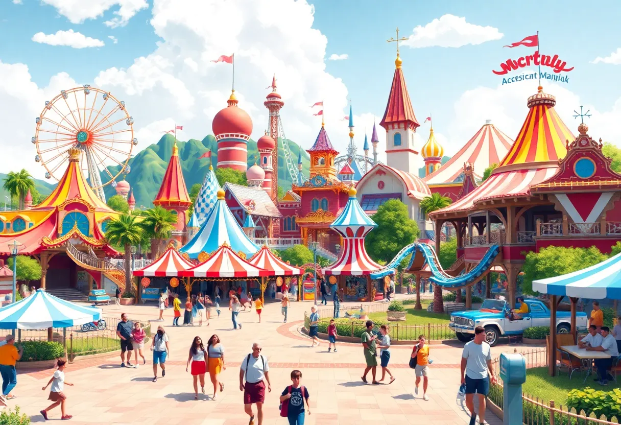An artistic depiction of Universal's upcoming theme park in Europe.