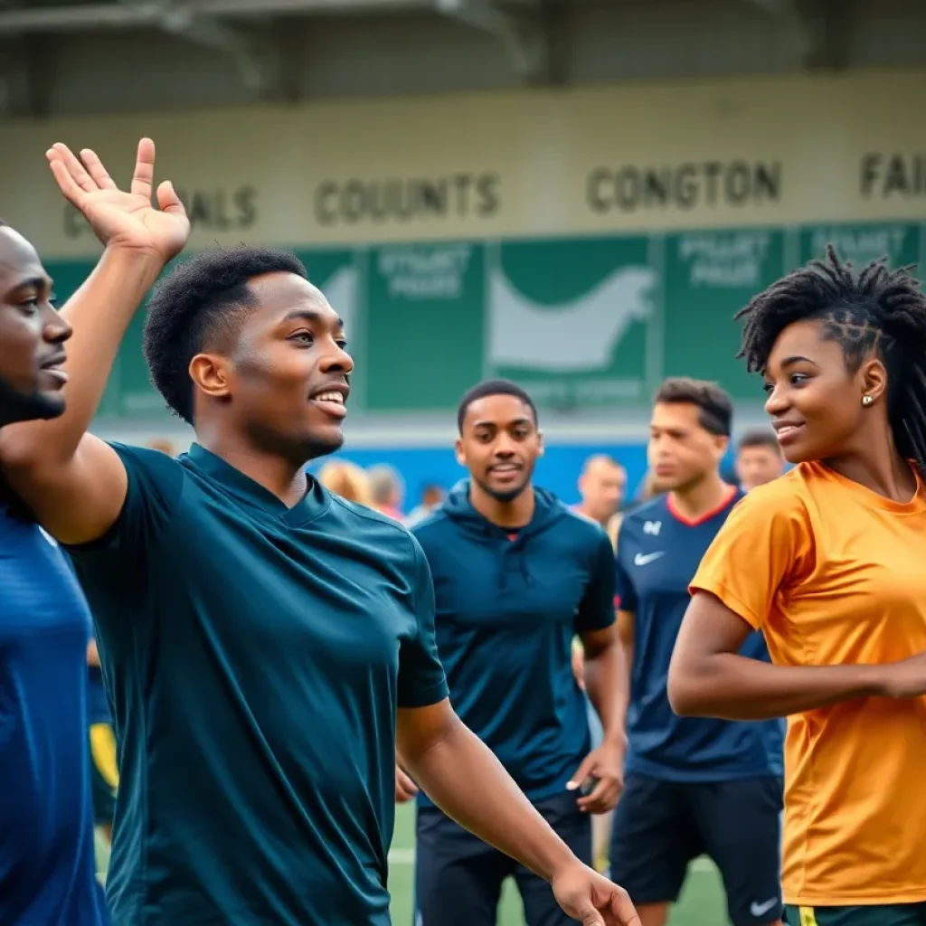 Diverse athletes competing in a sporting event