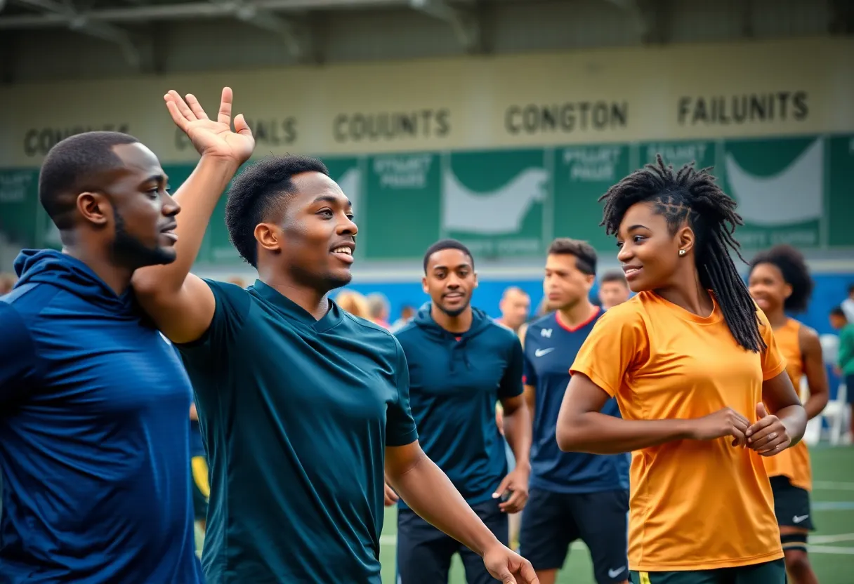 Diverse athletes competing in a sporting event