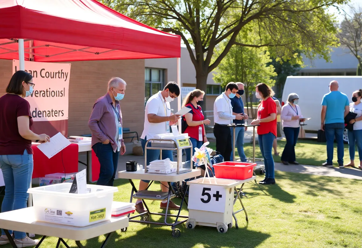 A community blood donation event with participants and volunteers