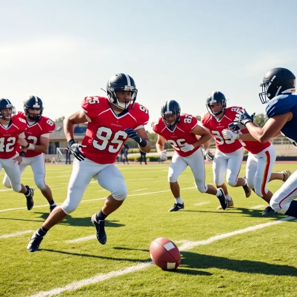 Cajon High School football players competing in playoff game