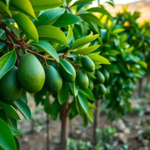 Avocado trees in California farmland