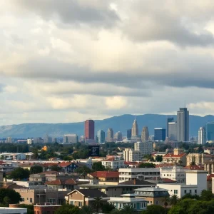 Skyline of a California city representing economic challenges.