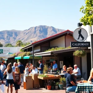 Vibrant California marketplace showcasing diverse local businesses