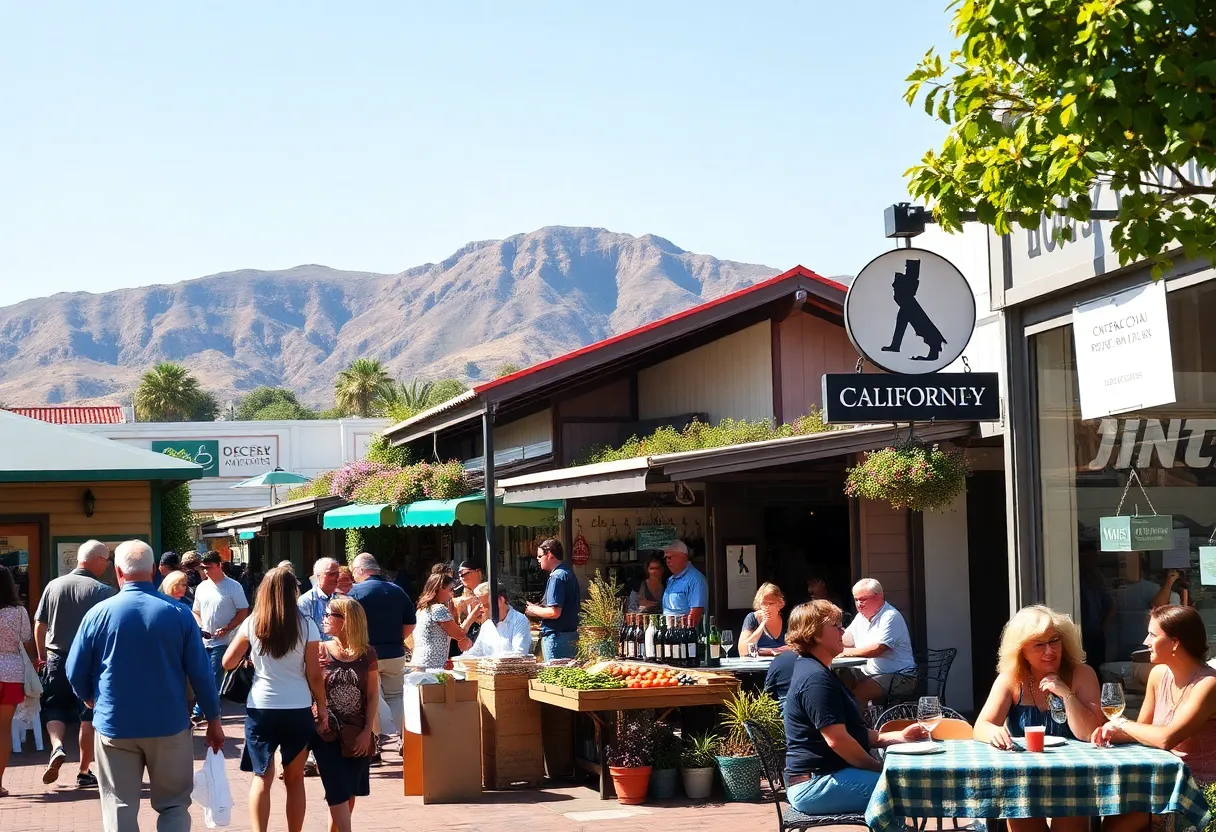 Vibrant California marketplace showcasing diverse local businesses