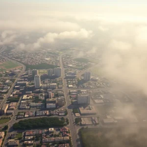 Aerial view of California's urban environment reflecting emissions challenges