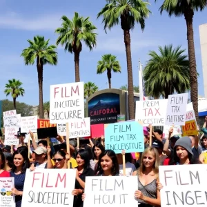 Crowd rallying for film tax incentives in California